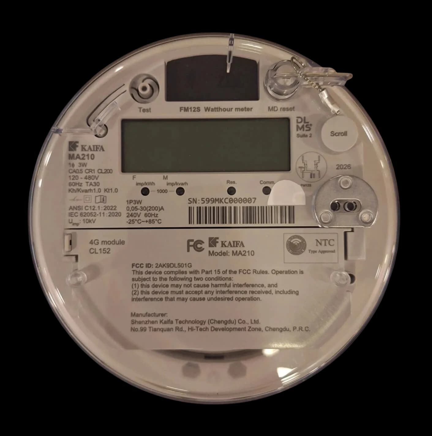ELECTRO MA210 — FM12S — Energy Meter, ANSI