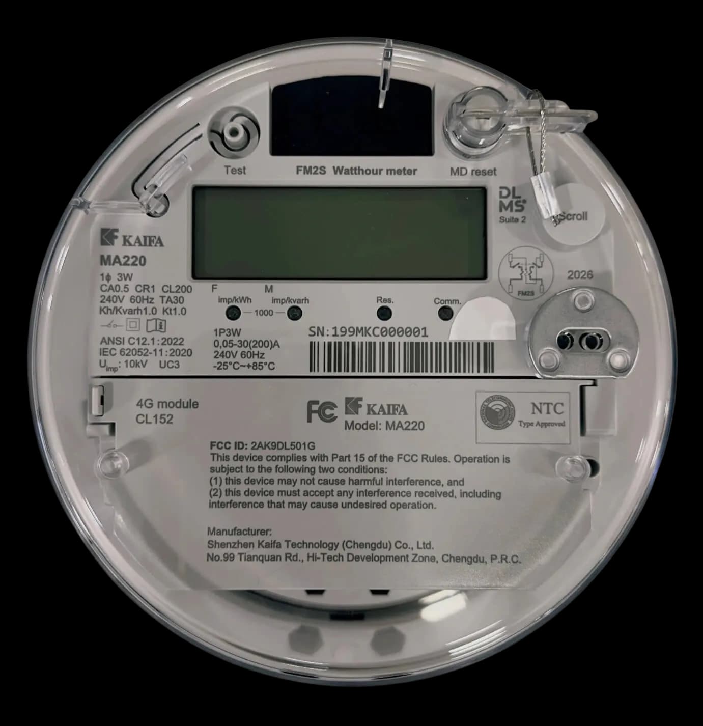 ELECTRO MA220 — FM2S — Single-Phase 3-Wire, ANSI